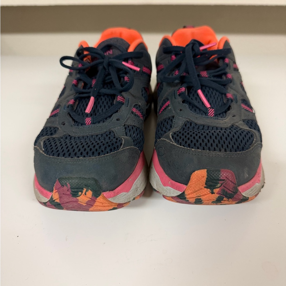 Skechers Navy Athletic Sneakers with Pink and Orange Accents